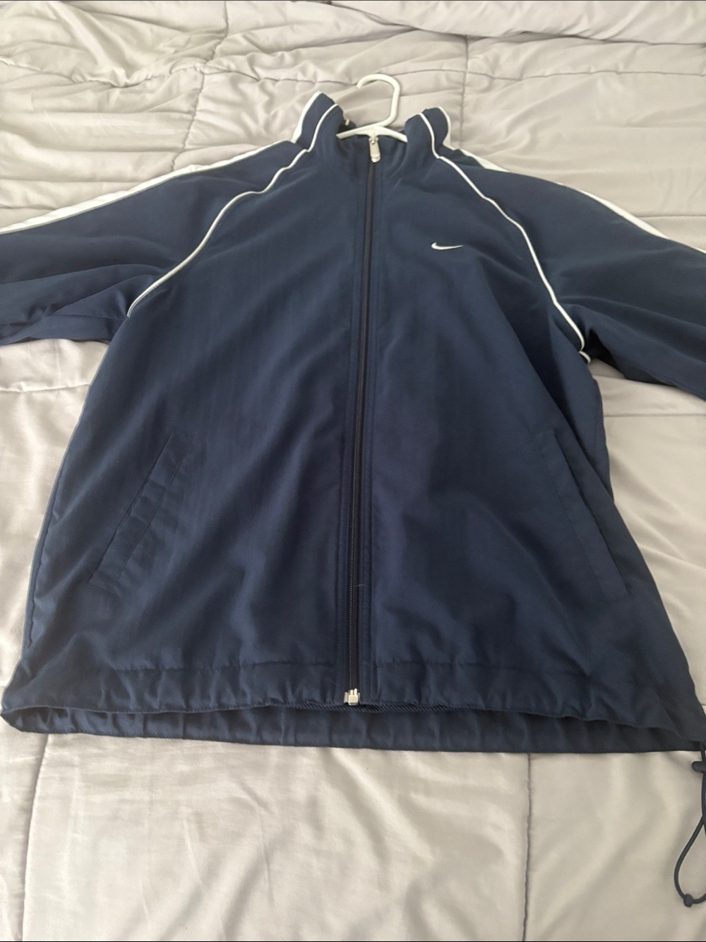 Nike Navy Windbreaker Jacket with White Piping
